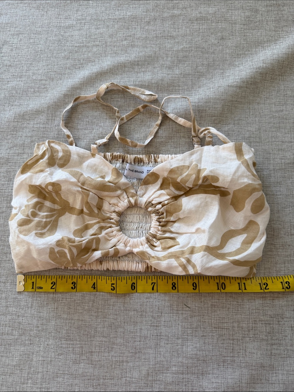 Faithfull the Brand 100% Linen Liberta Crop Top in Ensola Print Women’s Small - Picture 9 of 9